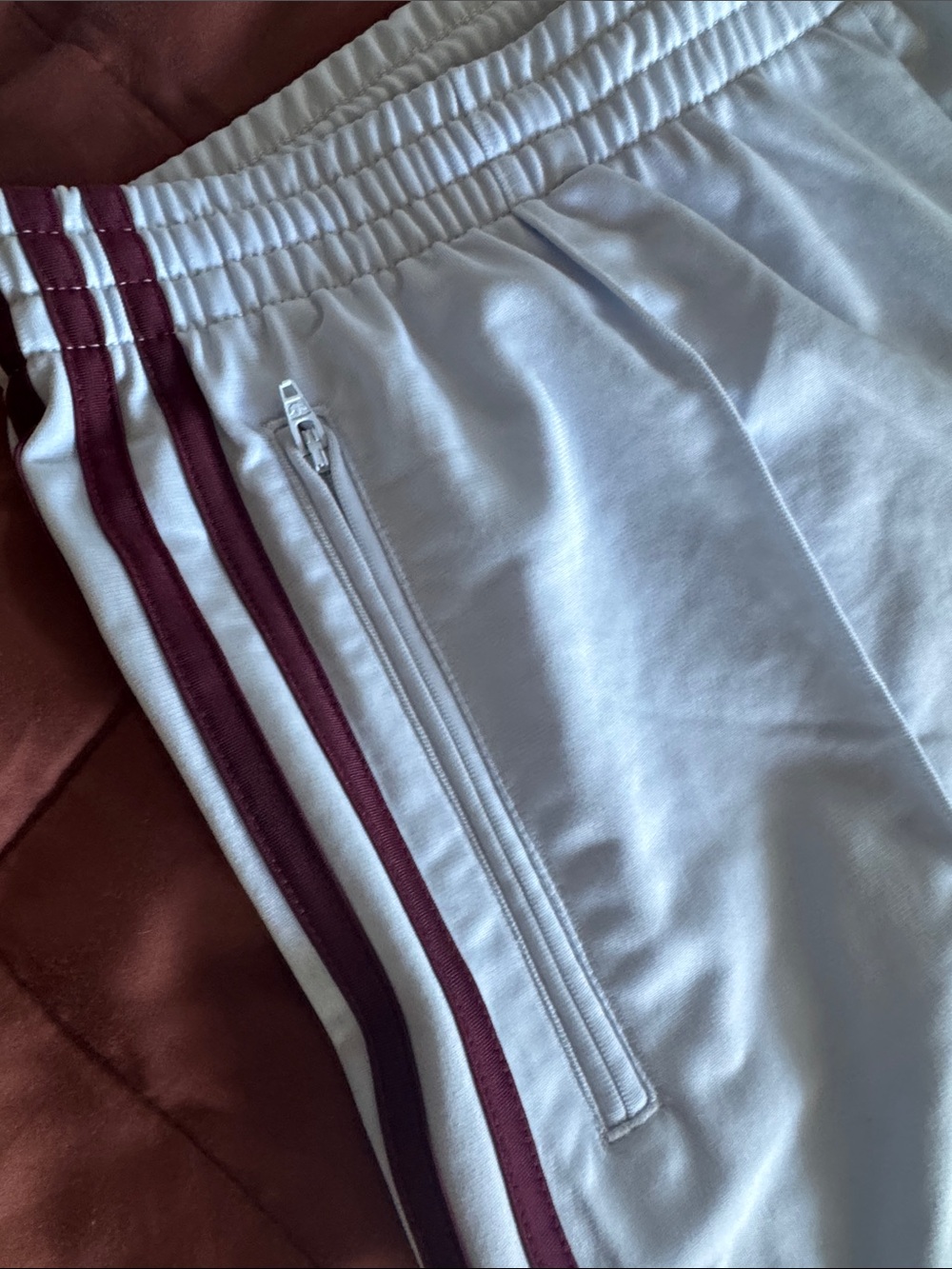 adidas Light Blue Shorts with Maroon Stripes - Picture 3 of 4